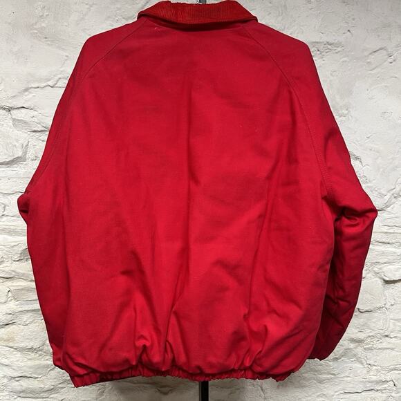Walls Blizzard Pruf Red Quilted Canvas Work Jacket Coat Corduroy Collar MoorMans - Picture 9 of 11